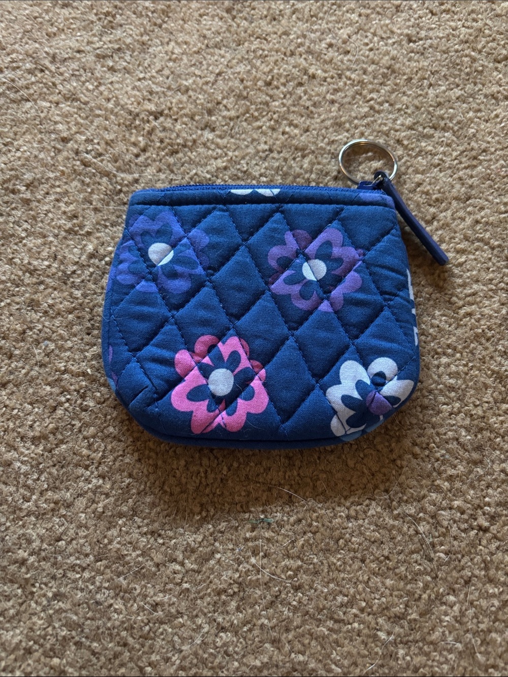 Vera Bradley Quilted Floral Coin Pouch - Navy Blue